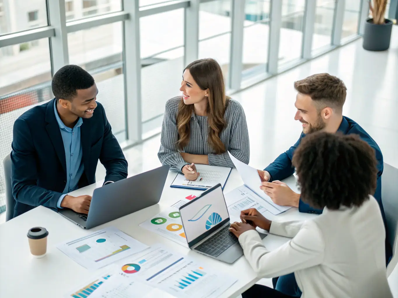 A diverse team of logistics professionals working collaboratively in a modern office environment, highlighting the temporary employment placement service.
